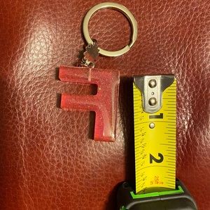 Cute resin letter F keychain w flower charm